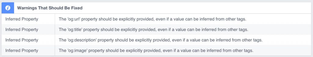 facebook debugger open graph fix warnings