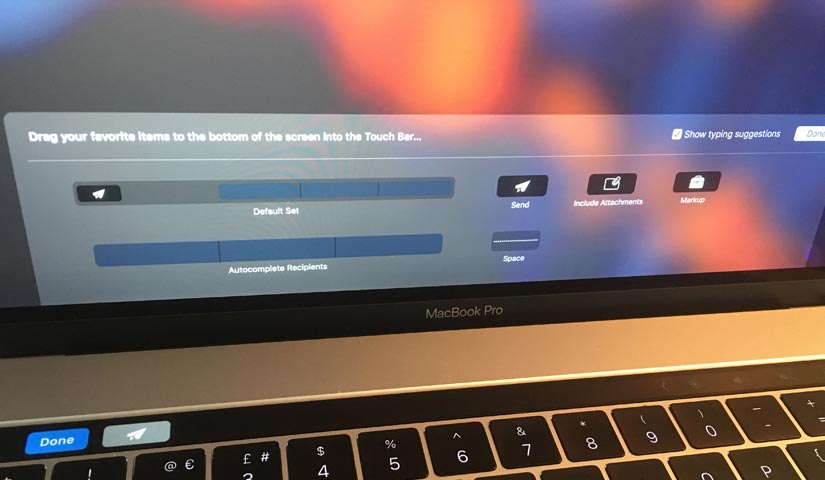 removing the send email button off the macbook 2016 touch bar on apple mail